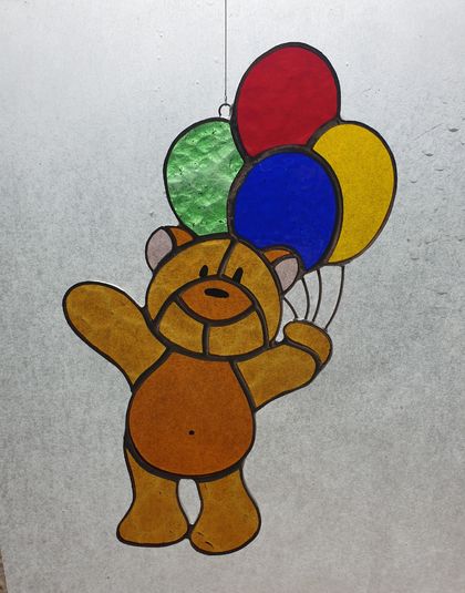 Stained Glass Bear with Balloons